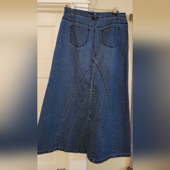 Baccini Womens Blue Jean Denim A-line Skirt Sz 6 Like New - Picture 3 of 4